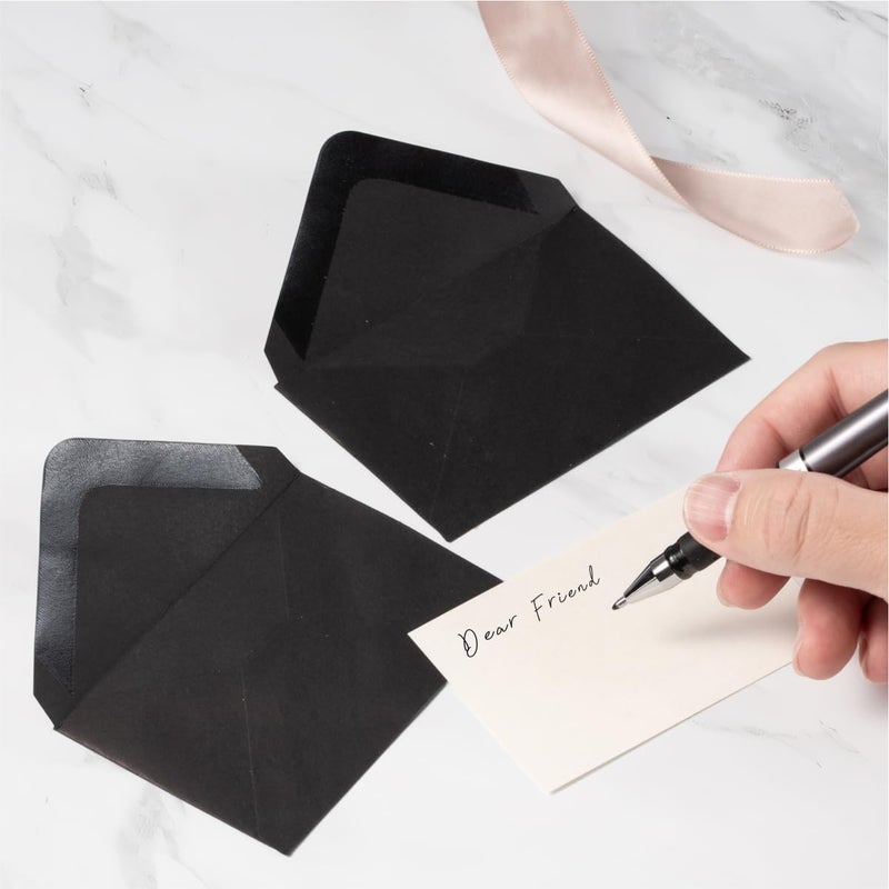 Keketer 50 Sets Black Mini Envelopes with Blank Gift Cards, Business & Note Cards - Wedding Invitation, Graduation, Holiday Pocket Envelopes 4x2.75" Bulk for Party Favors & Scrapbooking - Image 4